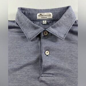 Men's Peter Millar Nanoluxe Blue Polo Shirt Medium